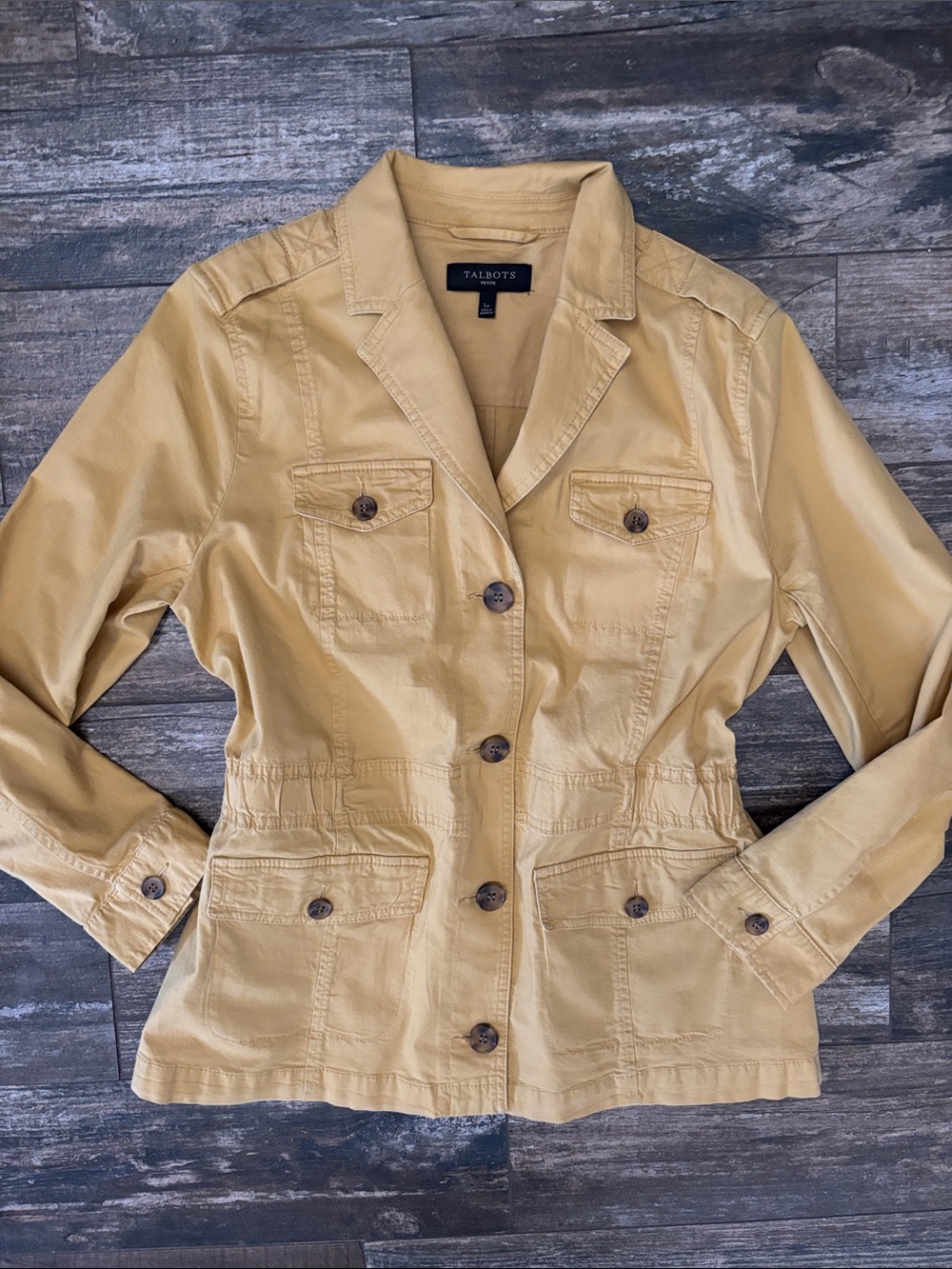 Talbots Mustard Utility Jacket with Button Front Size LP